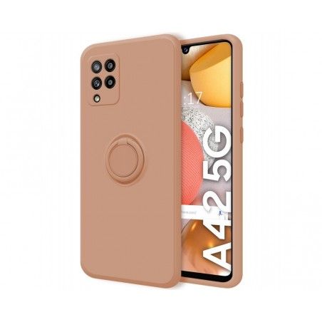 Funda Silicona Líquida Ultra Suave con Anillo para Samsung Galaxy A42 5G color Rosa