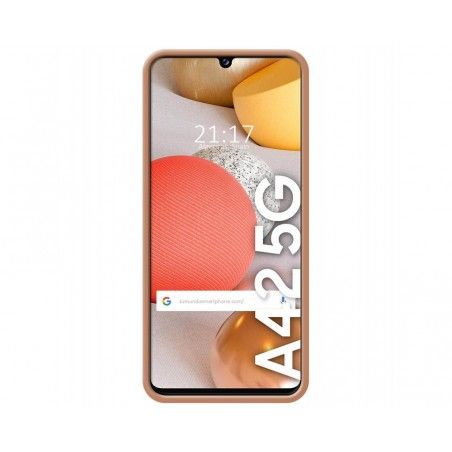 Funda Silicona Líquida Ultra Suave con Anillo para Samsung Galaxy A42 5G color Rosa