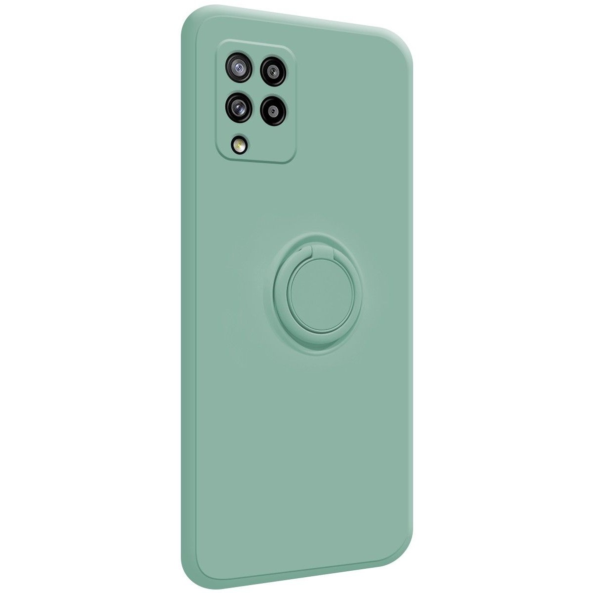 Funda Silicona Líquida Ultra Suave con Anillo para Samsung Galaxy A42 5G color Verde