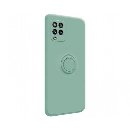 Funda Silicona Líquida Ultra Suave con Anillo para Samsung Galaxy A42 5G color Verde
