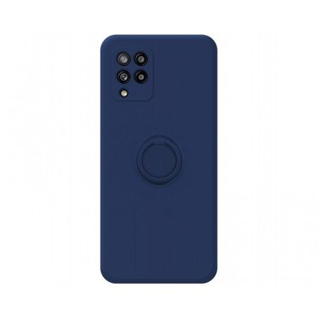 Funda Silicona Líquida Ultra Suave con Anillo para Samsung Galaxy A42 5G color Azul