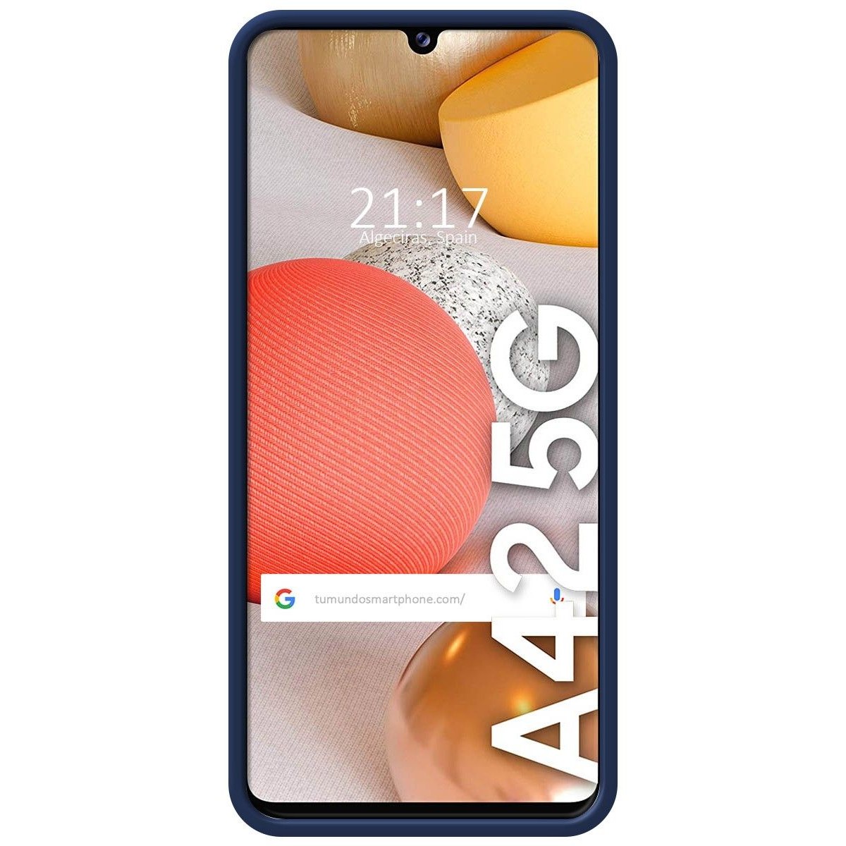 Funda Silicona Líquida Ultra Suave con Anillo para Samsung Galaxy A42 5G color Azul