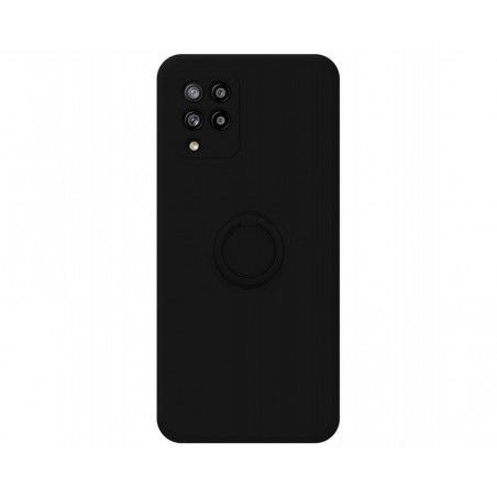 Funda Silicona Líquida Ultra Suave con Anillo para Samsung Galaxy A42 5G color Negra