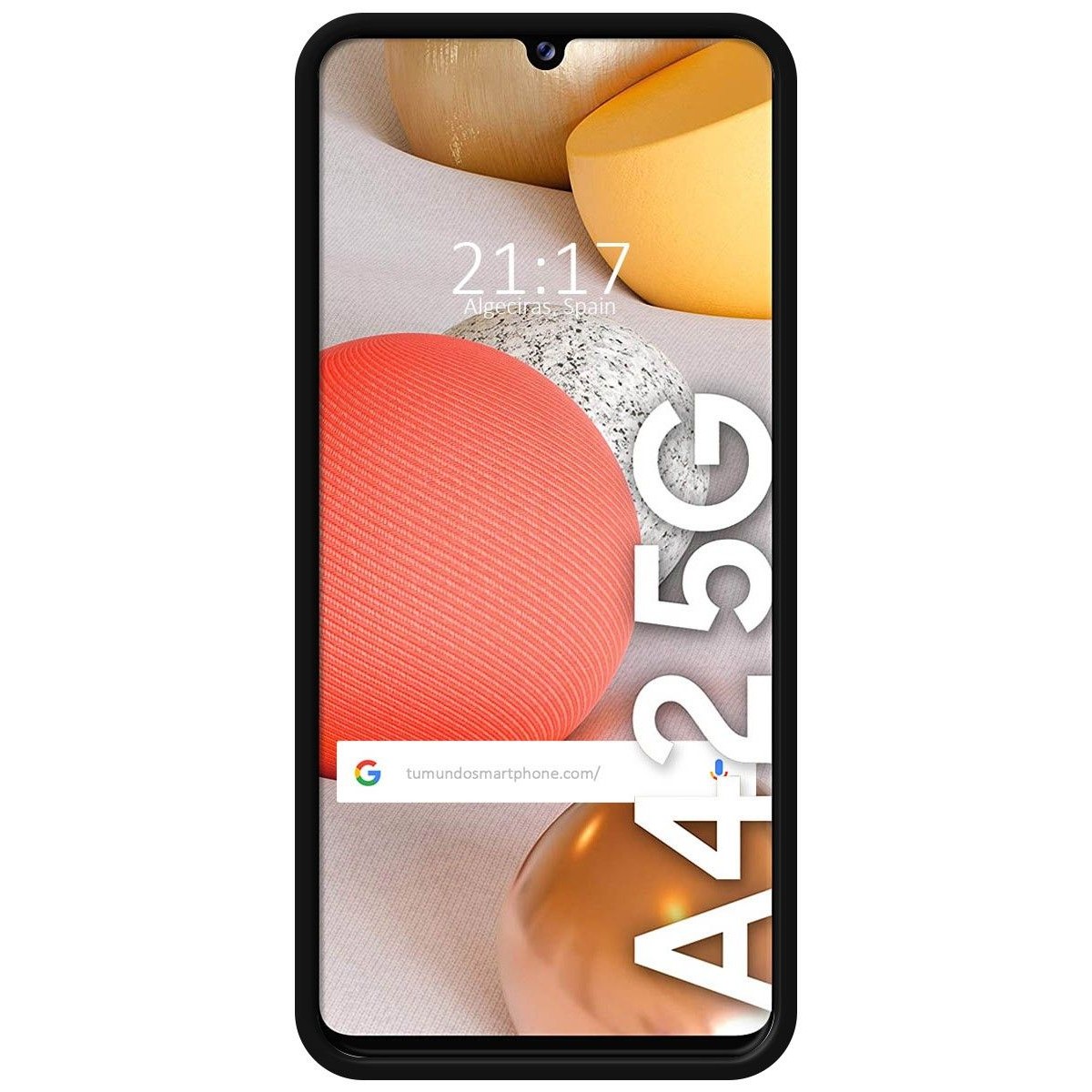 Funda Silicona Líquida Ultra Suave con Anillo para Samsung Galaxy A42 5G color Negra