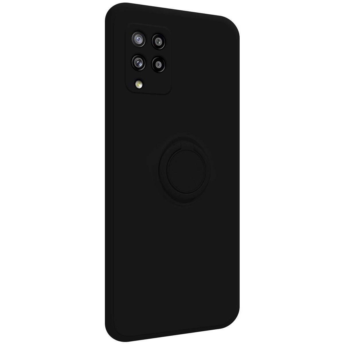 Funda Silicona Líquida Ultra Suave con Anillo para Samsung Galaxy A42 5G color Negra
