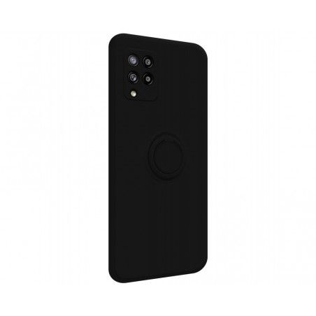Funda Silicona Líquida Ultra Suave con Anillo para Samsung Galaxy A42 5G color Negra