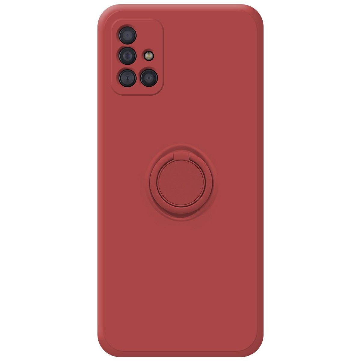 Funda Silicona Líquida Ultra Suave con Anillo para Samsung Galaxy A51 color Rojo Coral