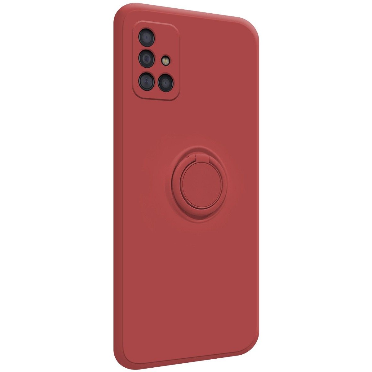 Funda Silicona Líquida Ultra Suave con Anillo para Samsung Galaxy A51 color Rojo Coral