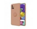 Funda Silicona Líquida Ultra Suave con Anillo para Samsung Galaxy A51 color Rosa