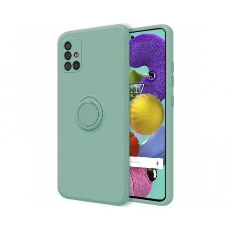 Funda Silicona Líquida Ultra Suave con Anillo para Samsung Galaxy A51 color Verde