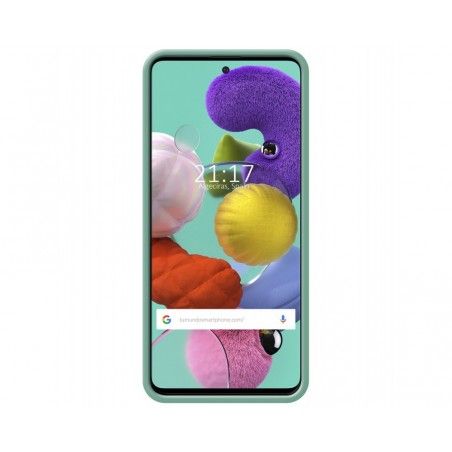 Funda Silicona Líquida Ultra Suave con Anillo para Samsung Galaxy A51 color Verde