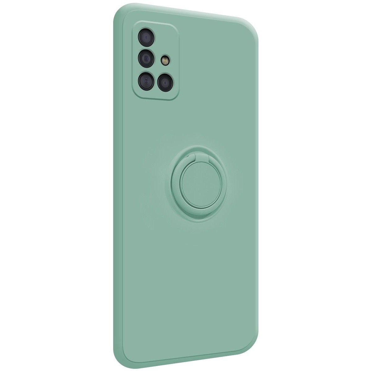 Funda Silicona Líquida Ultra Suave con Anillo para Samsung Galaxy A51 color Verde