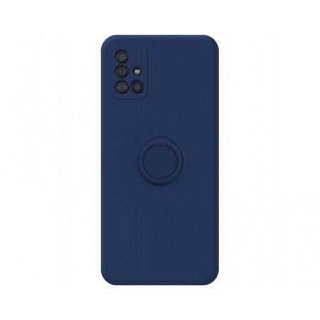 Funda Silicona Líquida Ultra Suave con Anillo para Samsung Galaxy A51 color Azul