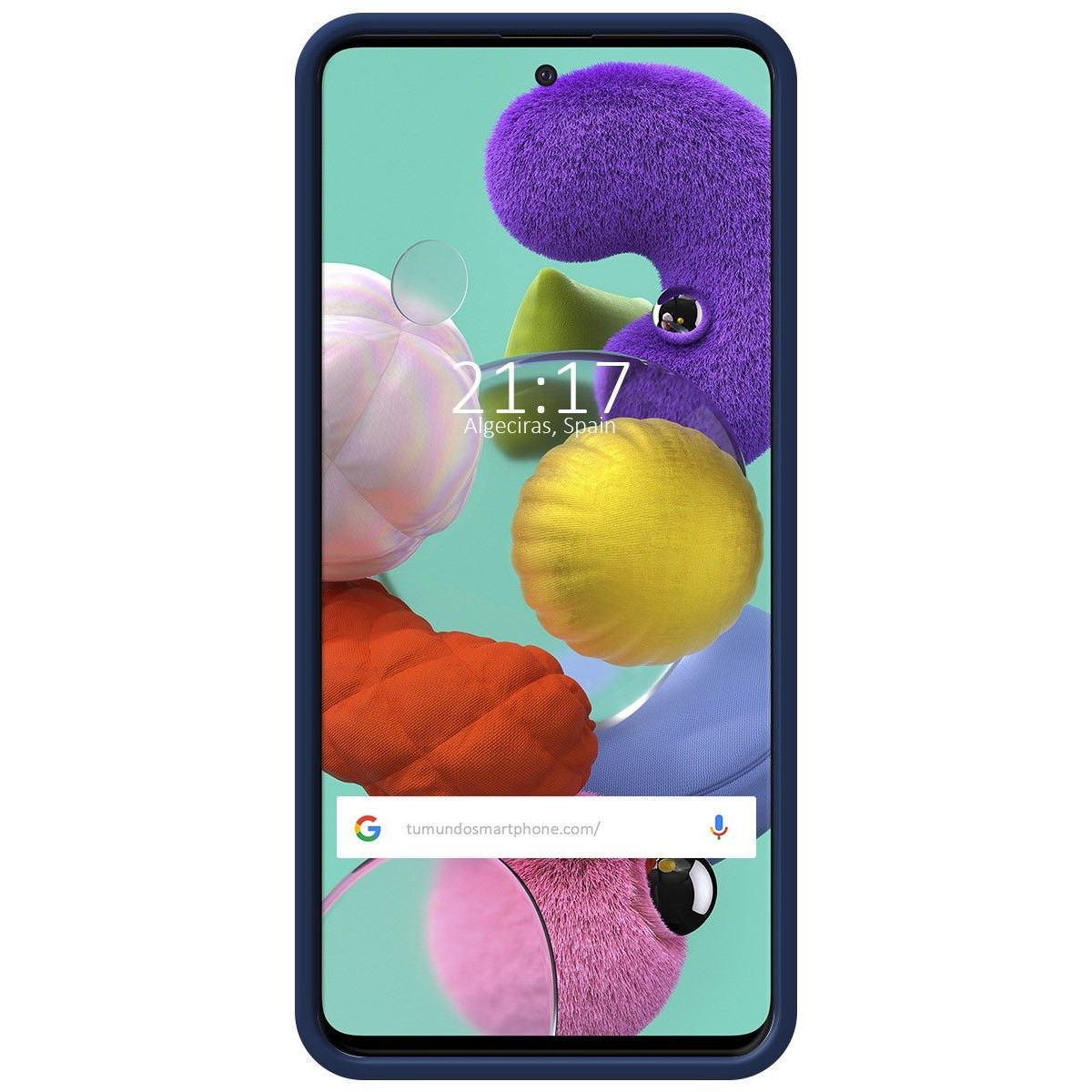 Funda Silicona Líquida Ultra Suave con Anillo para Samsung Galaxy A51 color Azul