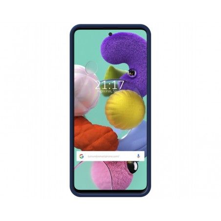 Funda Silicona Líquida Ultra Suave con Anillo para Samsung Galaxy A51 color Azul