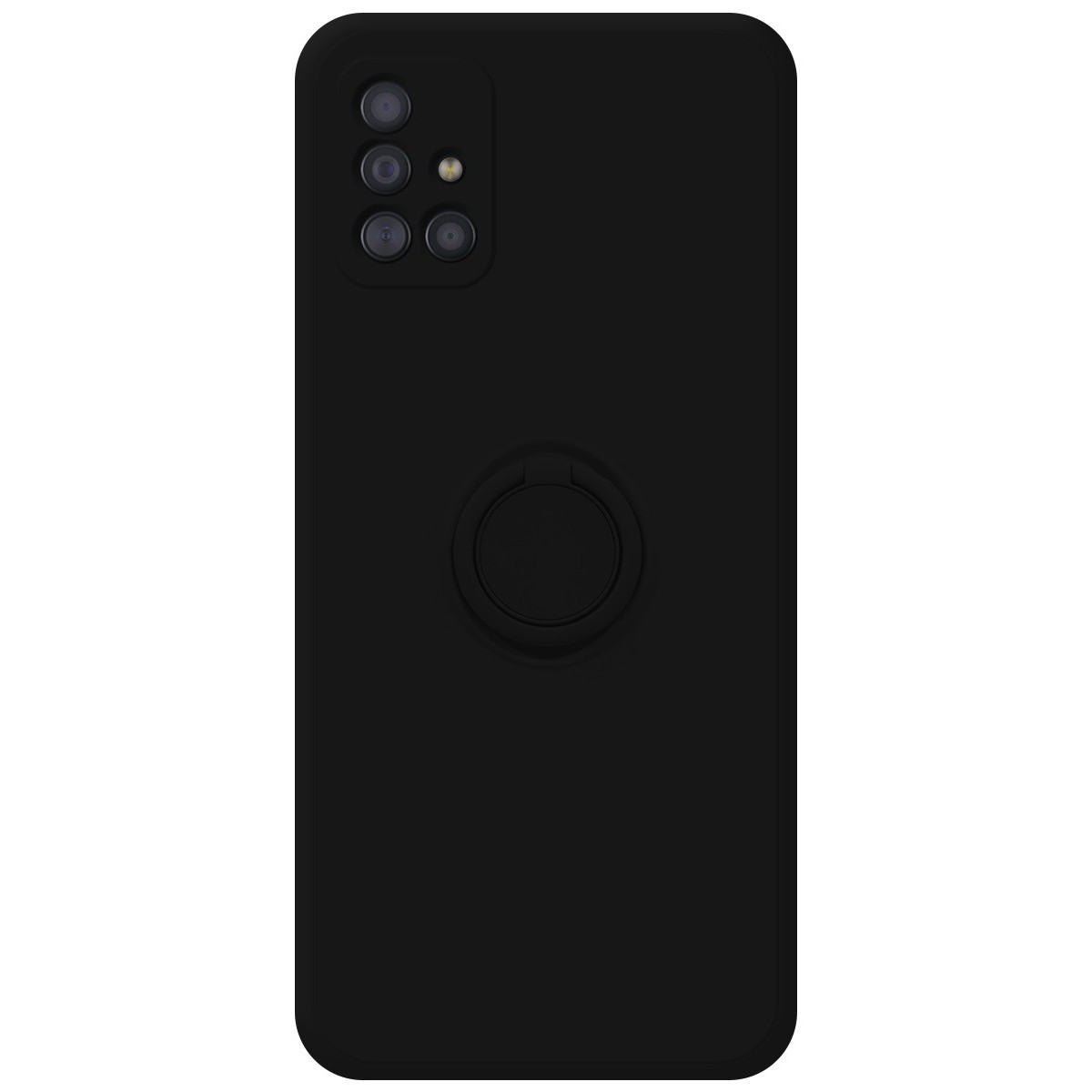 Funda Silicona Líquida Ultra Suave con Anillo para Samsung Galaxy A51 color Negra