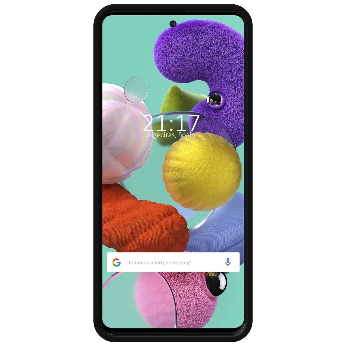 Funda Silicona Líquida Ultra Suave con Anillo para Samsung Galaxy A51 color Negra