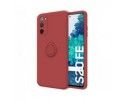 Funda Silicona Líquida Ultra Suave con Anillo para Samsung Galaxy S20 FE color Rojo Coral