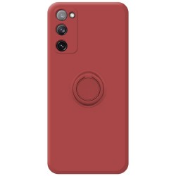 Funda Silicona Líquida Ultra Suave con Anillo para Samsung Galaxy S20 FE color Rojo Coral 2
