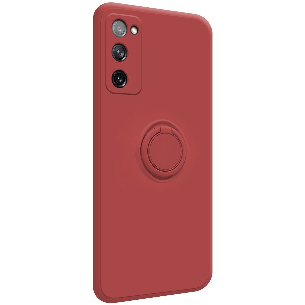 Funda Silicona Líquida Ultra Suave con Anillo para Samsung Galaxy S20 FE color Rojo Coral