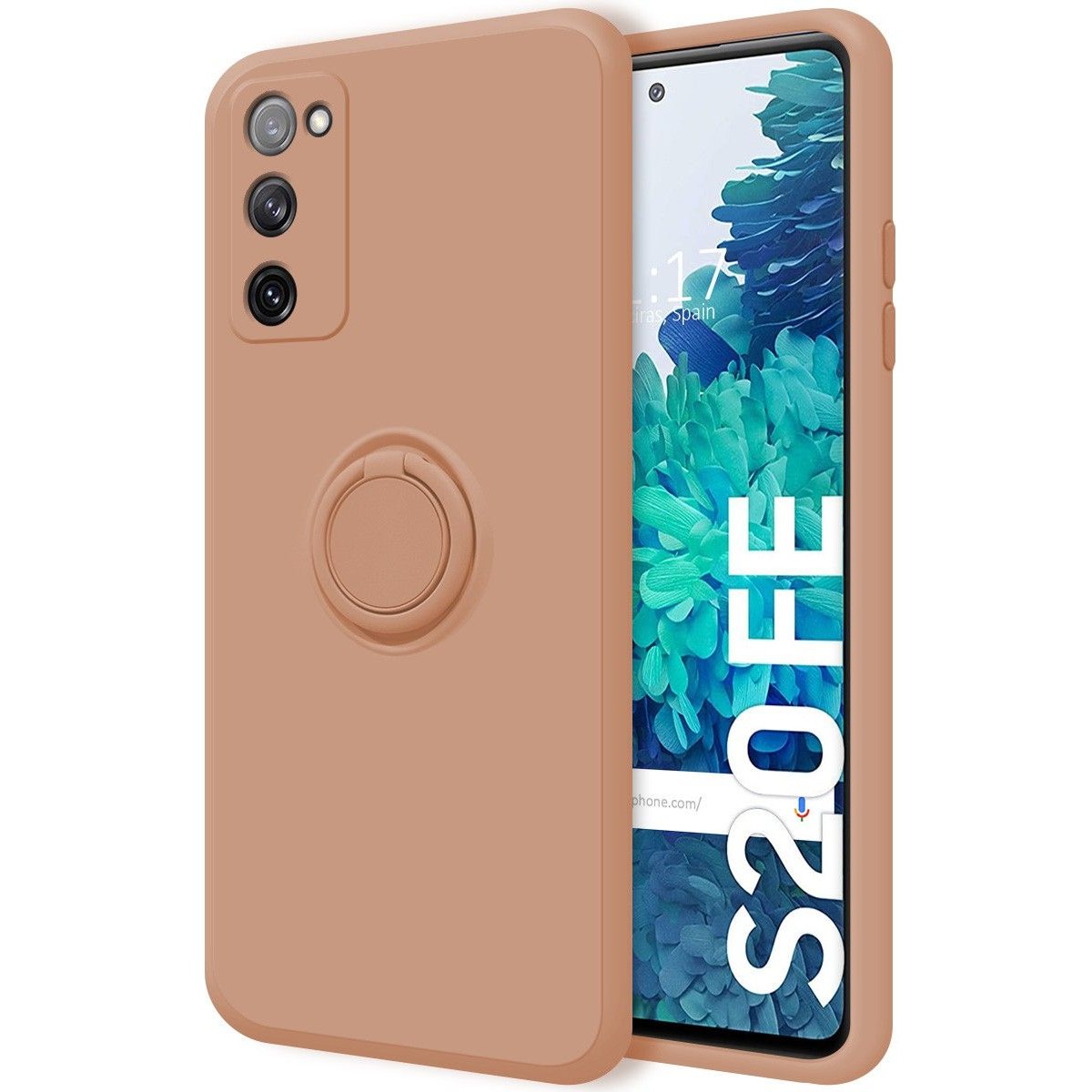 Funda Silicona Líquida Ultra Suave con Anillo para Samsung Galaxy S20 FE color Rosa