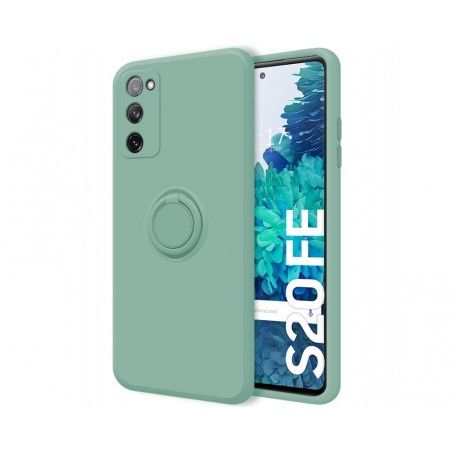 Funda Silicona Líquida Ultra Suave con Anillo para Samsung Galaxy S20 FE color Verde