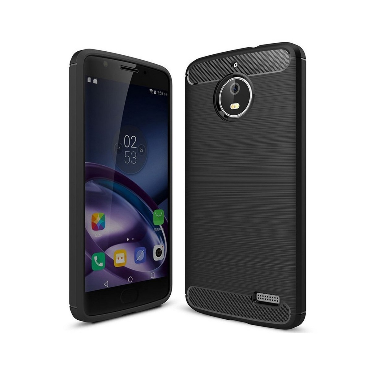 Funda Gel Tpu Tipo Carbon Negra para Motorola Moto E4