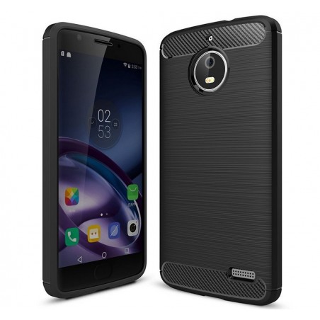 Funda Gel Tpu Tipo Carbon Negra para Motorola Moto E4