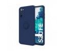 Funda Silicona Líquida Ultra Suave con Anillo para Samsung Galaxy S20 FE color Azul