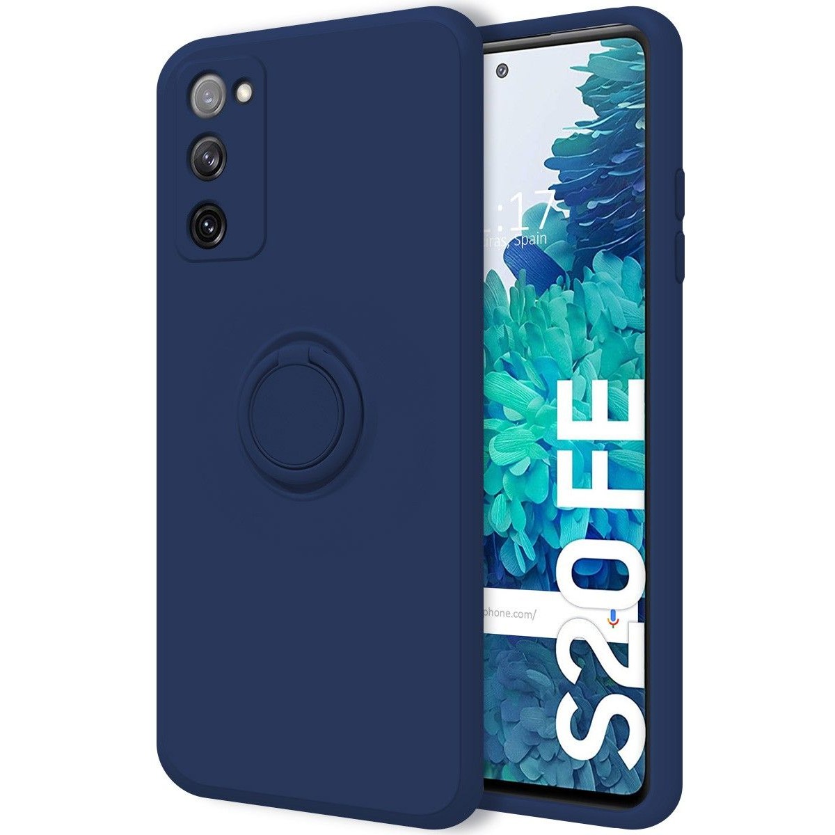 Funda Silicona Líquida Ultra Suave con Anillo para Samsung Galaxy S20 FE color Azul