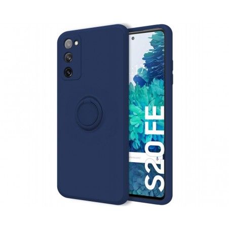 Funda Silicona Líquida Ultra Suave con Anillo para Samsung Galaxy S20 FE color Azul