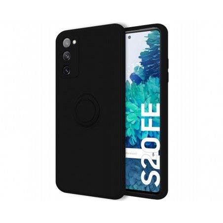 Funda Silicona Líquida Ultra Suave con Anillo para Samsung Galaxy S20 FE color Negra