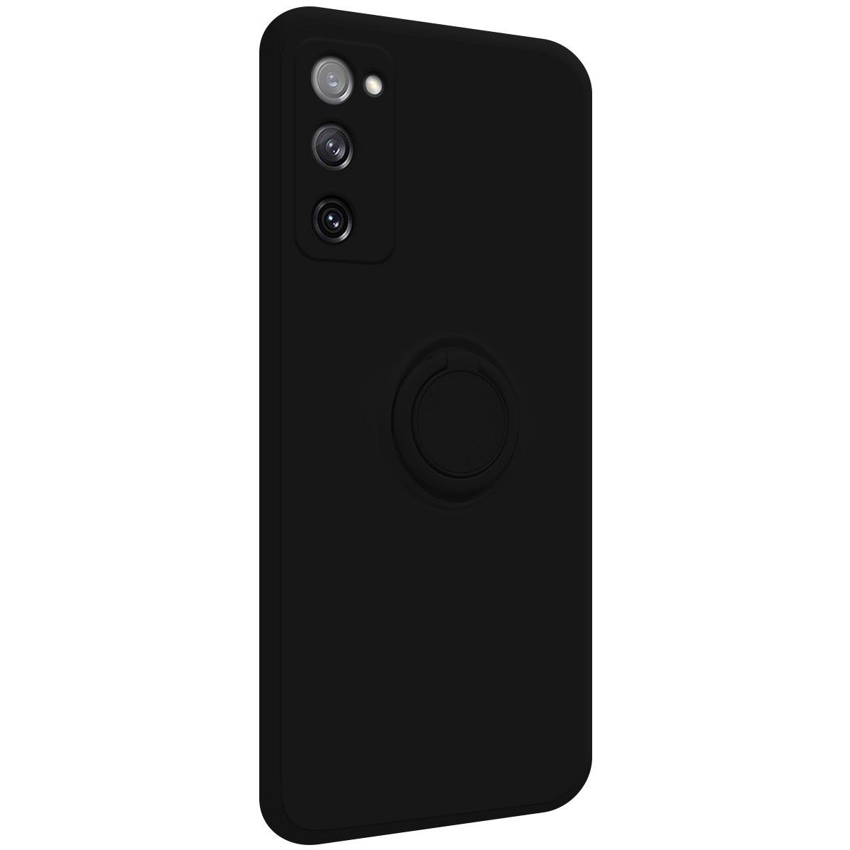 Funda Silicona Líquida Ultra Suave con Anillo para Samsung Galaxy S20 FE color Negra