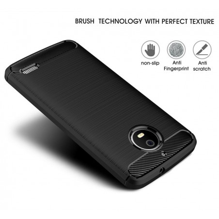 Funda Gel Tpu Tipo Carbon Negra para Motorola Moto E4