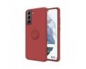 Funda Silicona Líquida Ultra Suave con Anillo para Samsung Galaxy S21 5G color Rojo Coral