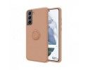 Funda Silicona Líquida Ultra Suave con Anillo para Samsung Galaxy S21 5G color Rosa