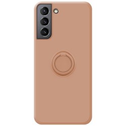 Funda Silicona Líquida Ultra Suave con Anillo para Samsung Galaxy S21 5G color Rosa 2