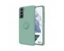 Funda Silicona Líquida Ultra Suave con Anillo para Samsung Galaxy S21 5G color Verde