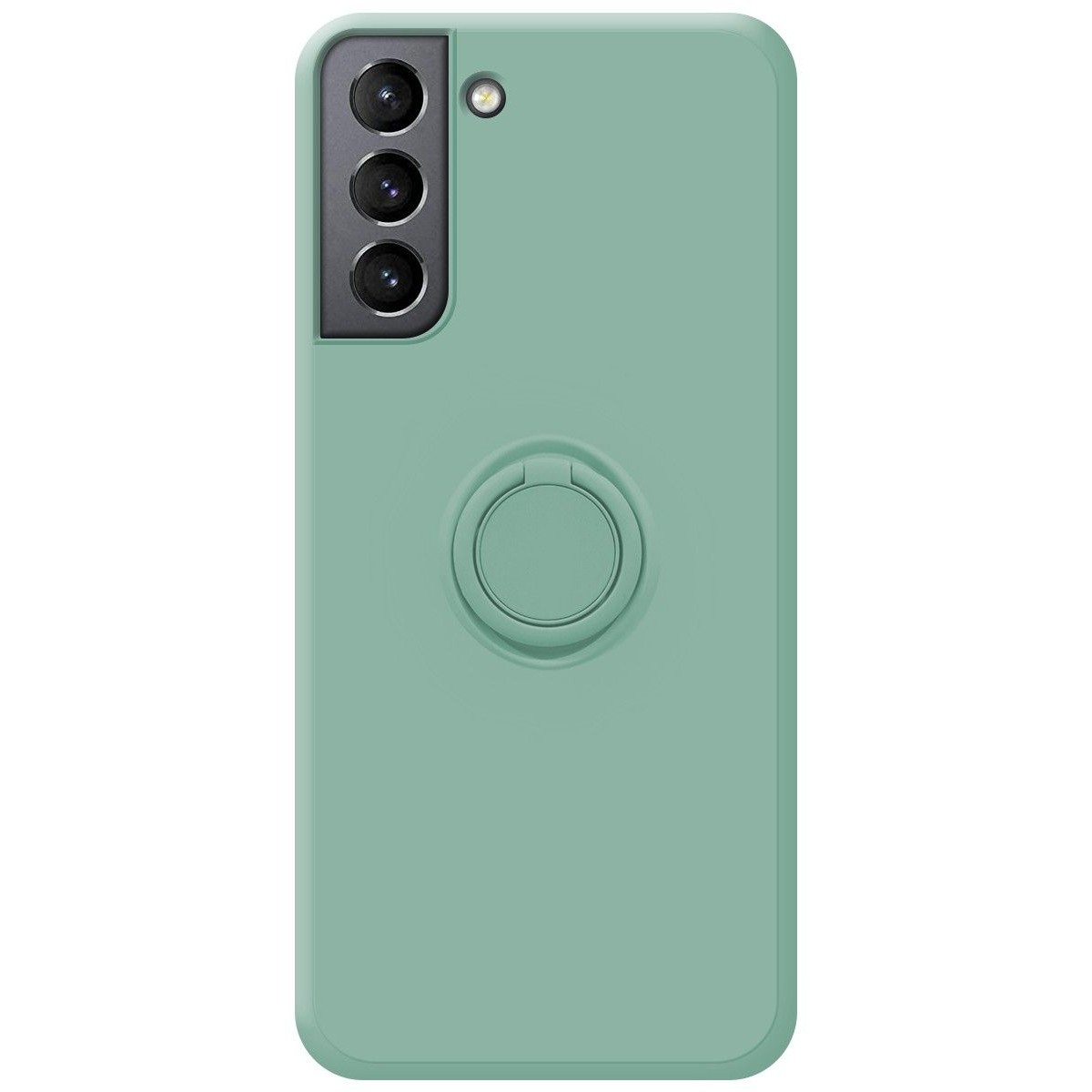 Funda Silicona Líquida Ultra Suave con Anillo para Samsung Galaxy S21 5G color Verde