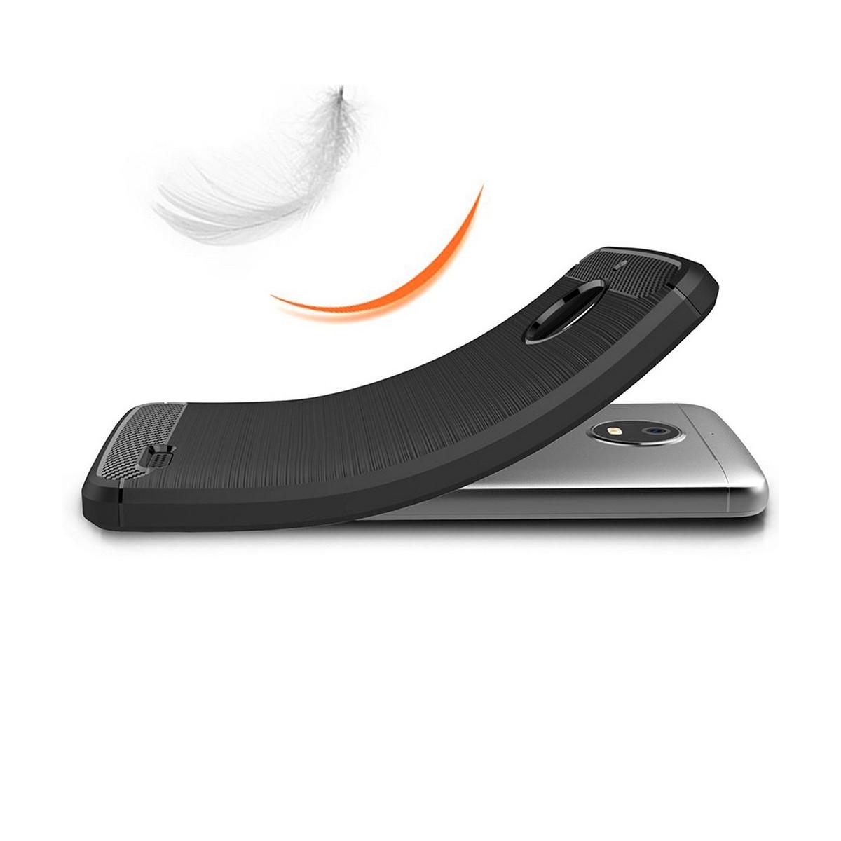 Funda Gel Tpu Tipo Carbon Negra para Motorola Moto E4