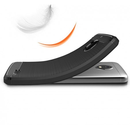 Funda Gel Tpu Tipo Carbon Negra para Motorola Moto E4