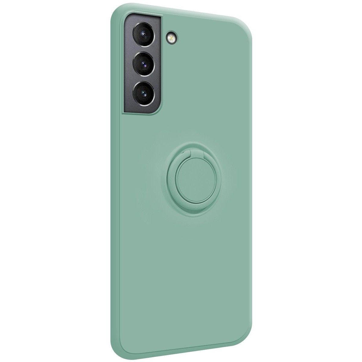 Funda Silicona Líquida Ultra Suave con Anillo para Samsung Galaxy S21 5G color Verde