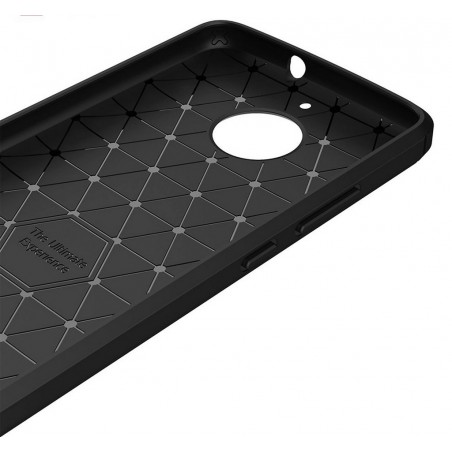 Funda Gel Tpu Tipo Carbon Negra para Motorola Moto E4