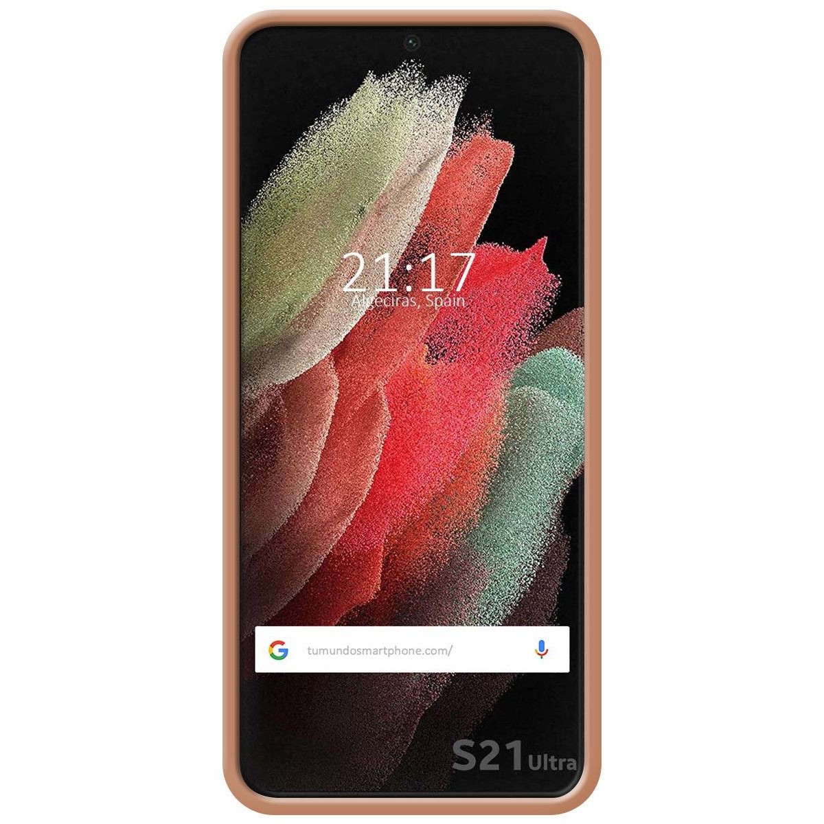 Funda Silicona Líquida Ultra Suave con Anillo para Samsung Galaxy S21 Ultra 5G color Rosa