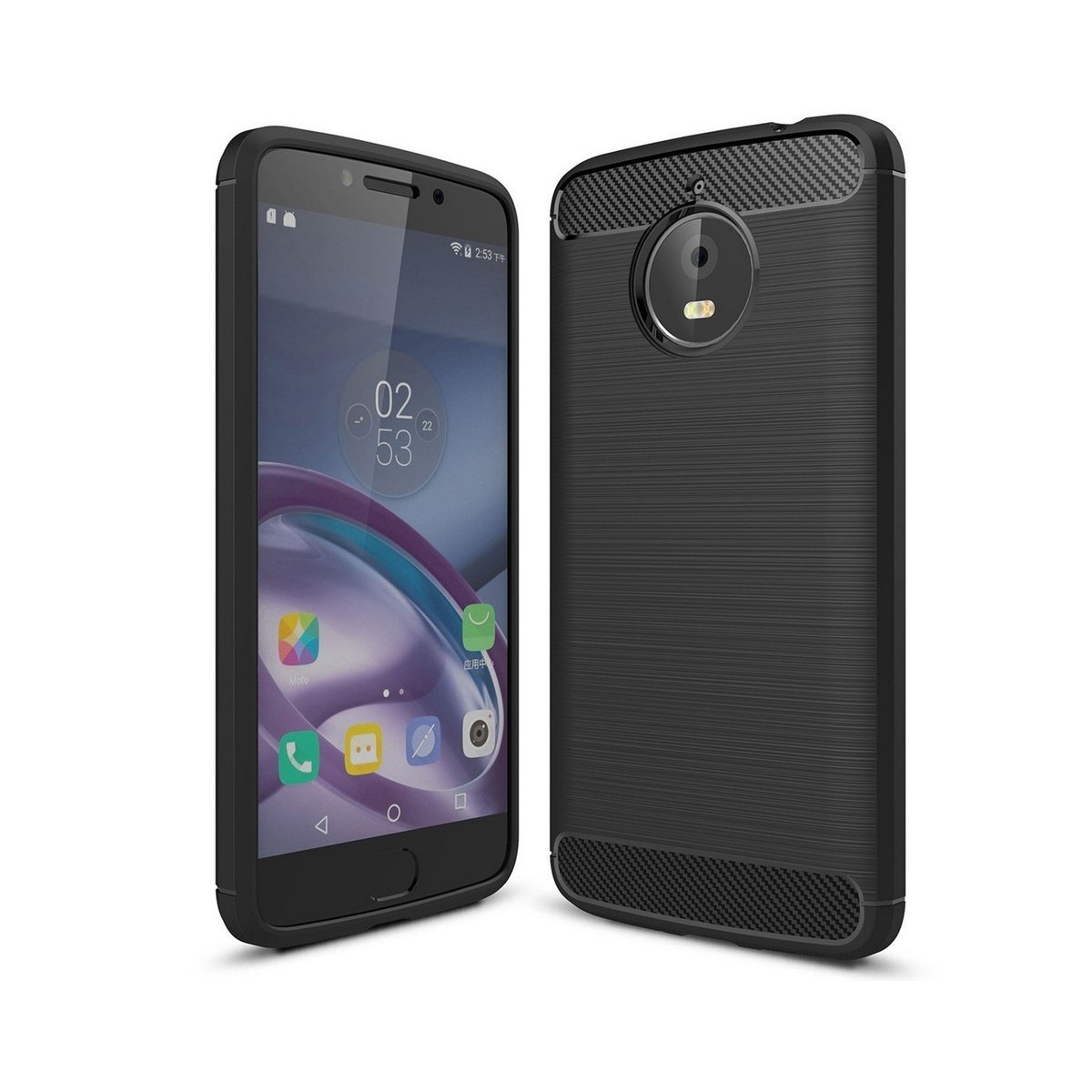 Funda Gel Tpu Tipo Carbon Negra para Motorola Moto E4 Plus