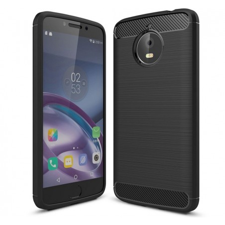Funda Gel Tpu Tipo Carbon Negra para Motorola Moto E4 Plus