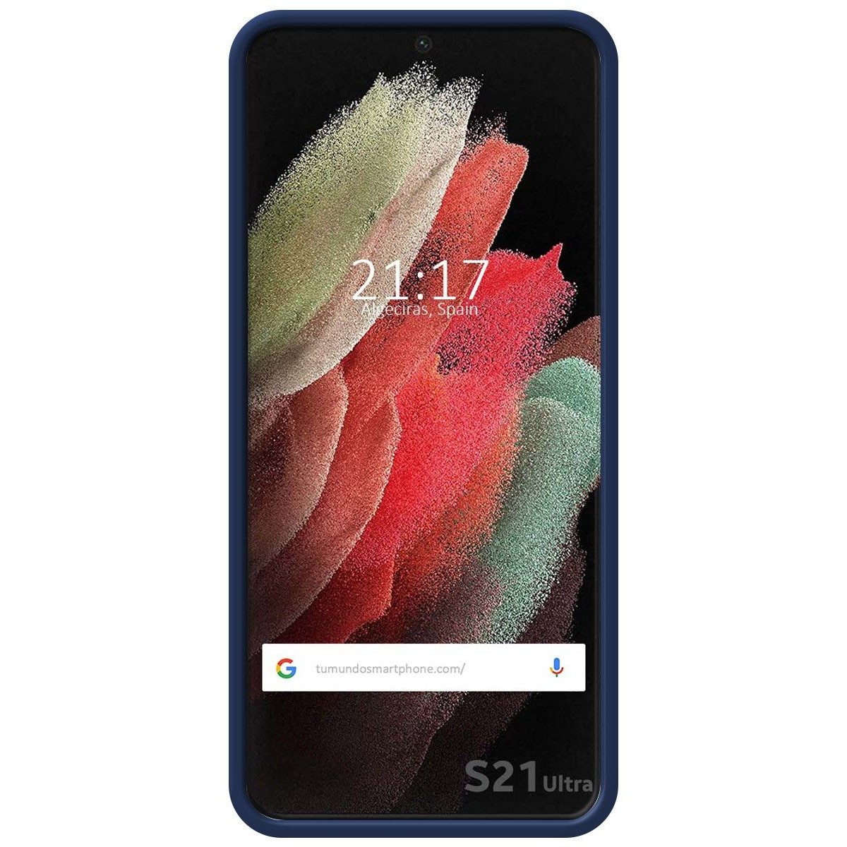 Funda Silicona Líquida Ultra Suave con Anillo para Samsung Galaxy S21 Ultra 5G color Azul