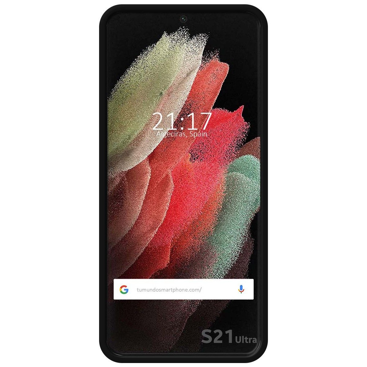 Funda Silicona Líquida Ultra Suave con Anillo para Samsung Galaxy S21 Ultra 5G color Negra