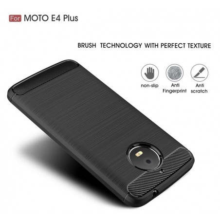 Funda Gel Tpu Tipo Carbon Negra para Motorola Moto E4 Plus