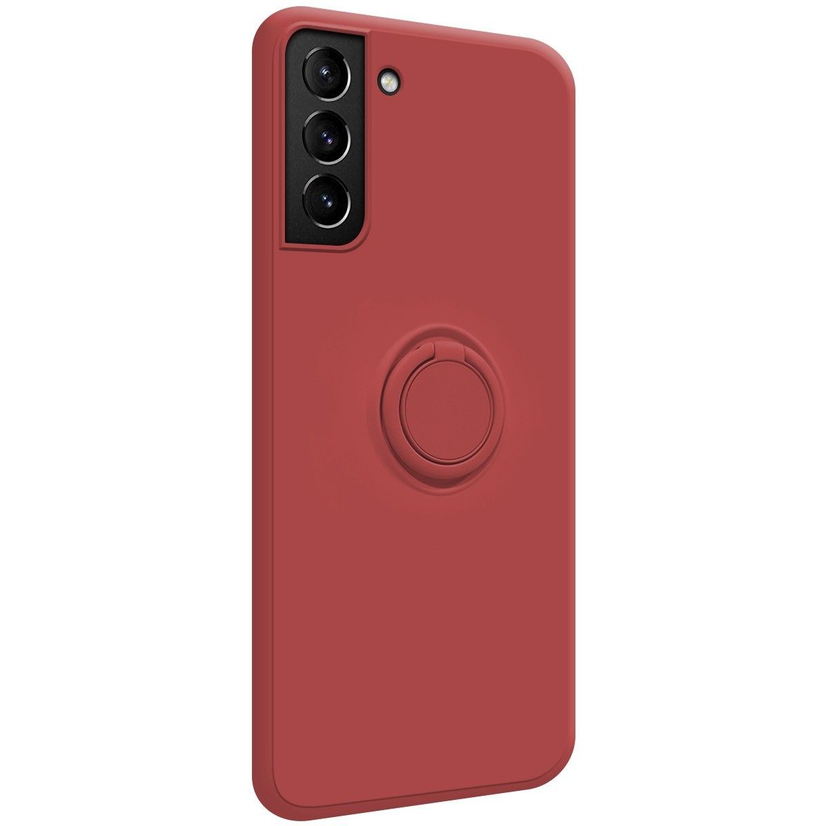 Funda Silicona Líquida Ultra Suave con Anillo para Samsung Galaxy S21+ Plus 5G color Rojo Coral